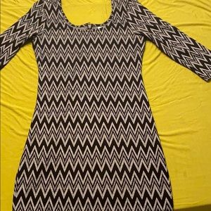 Black Grey and White Zig Zag Mini Dress